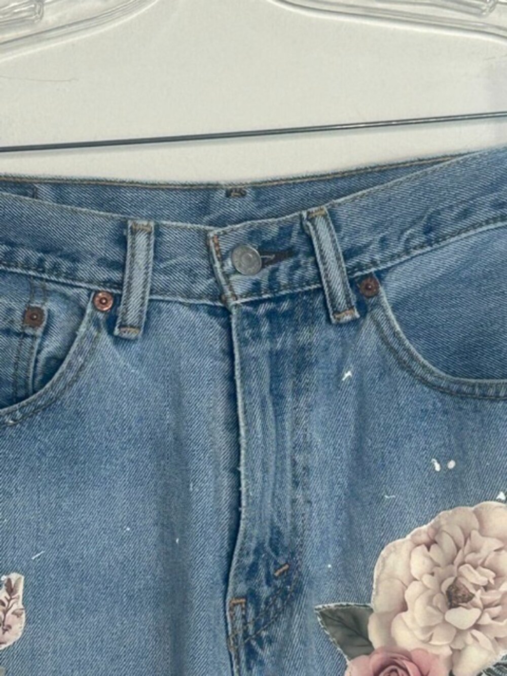 Hand Made One of a Kind Authentic Upcycled Patchwork Levi Denim W32/ L32 Jeans - Picture 3 of 16